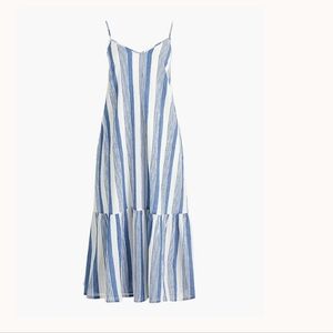 J. Crew Sleeveless V-Neck Striped Midi Dress in Blue and White, Size XXS